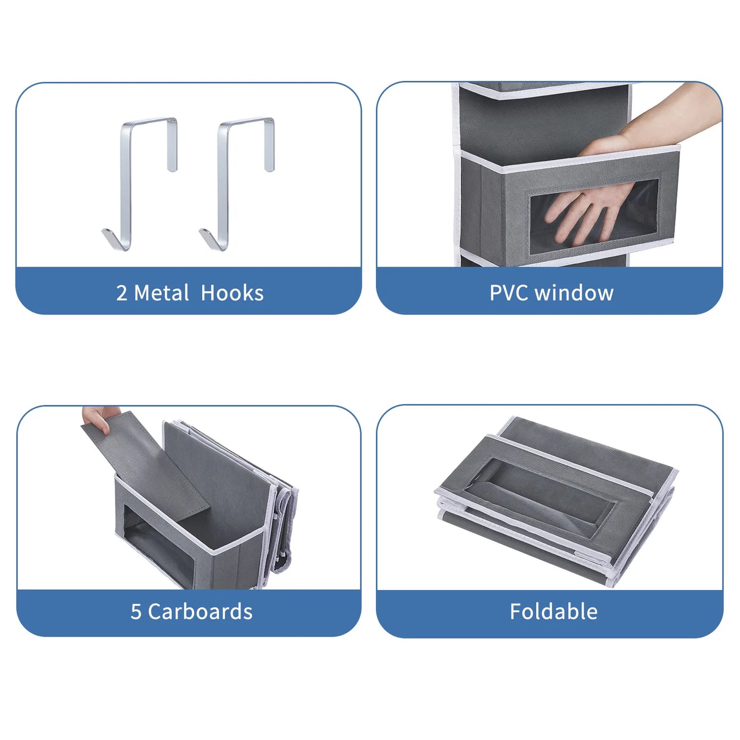 Over the Door Hanging Organizer 1/3/4/5 Large Pockets Over The Door Wall Mount Wall Mount Storage Hooks Bathroom Dorm Clothes - Ceenaz Store