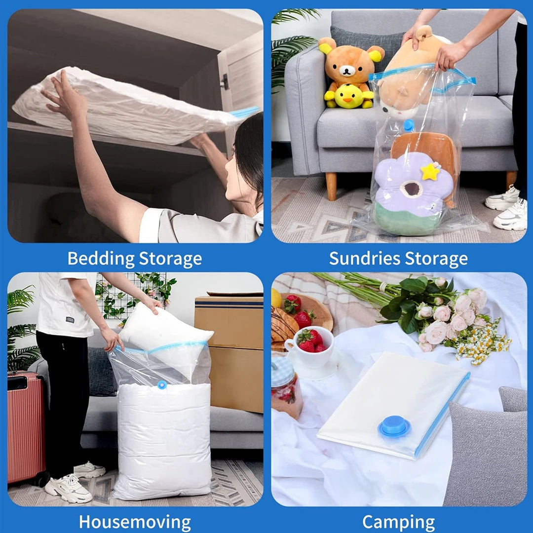 1/3/5Pcs Vacuum Storage Bags with Hand Pump for Comforters Clothes Pillow Bedding Blanket Storage Saver 80% More Compression - Ceenaz Store