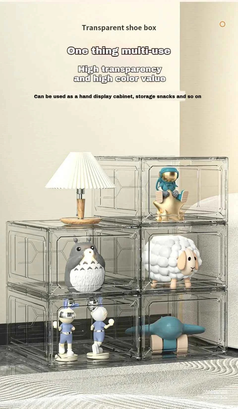 Transparent Shoe Box Magnetic Suction Door Thickened Plastic Storage Holder Detachable Dustproof Shoe Storage Boxes Wholesale