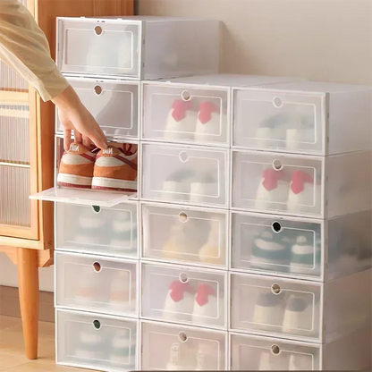 Folder Plastic Antioxidant Shoe Cabinet High Transparent Slippers Sneakers Storage Shoes Box Dustproof Shoe Organizer Box - Ceenaz Store