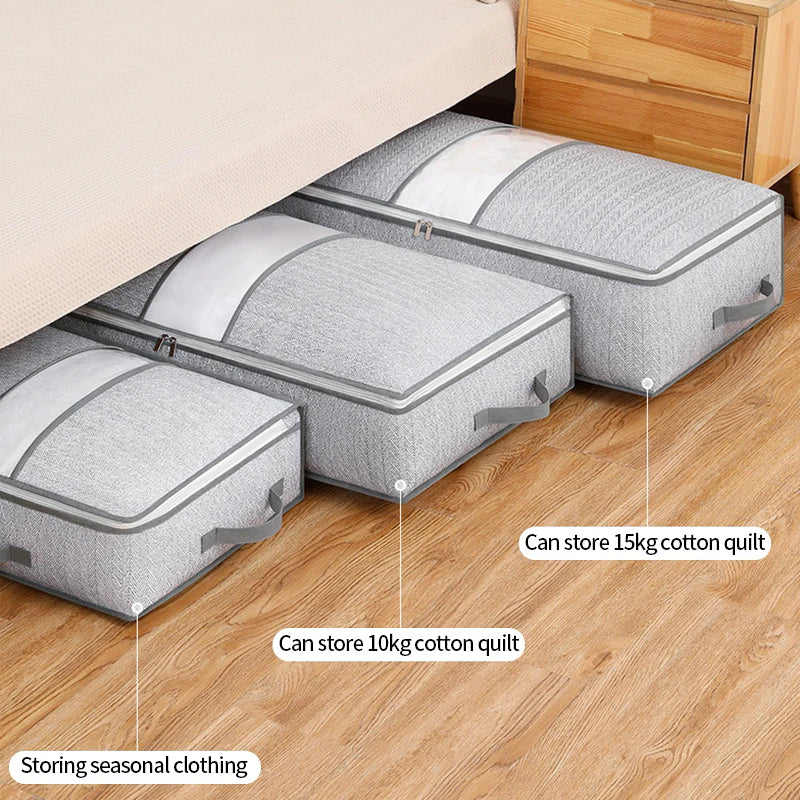 Large Clothes Storage Bag Under Bed Foldable Quilt Clothes Storage Bag Bedroom Dormitory Wardrobe Quilt Organizer Bag 이불정리함 - Ceenaz Store
