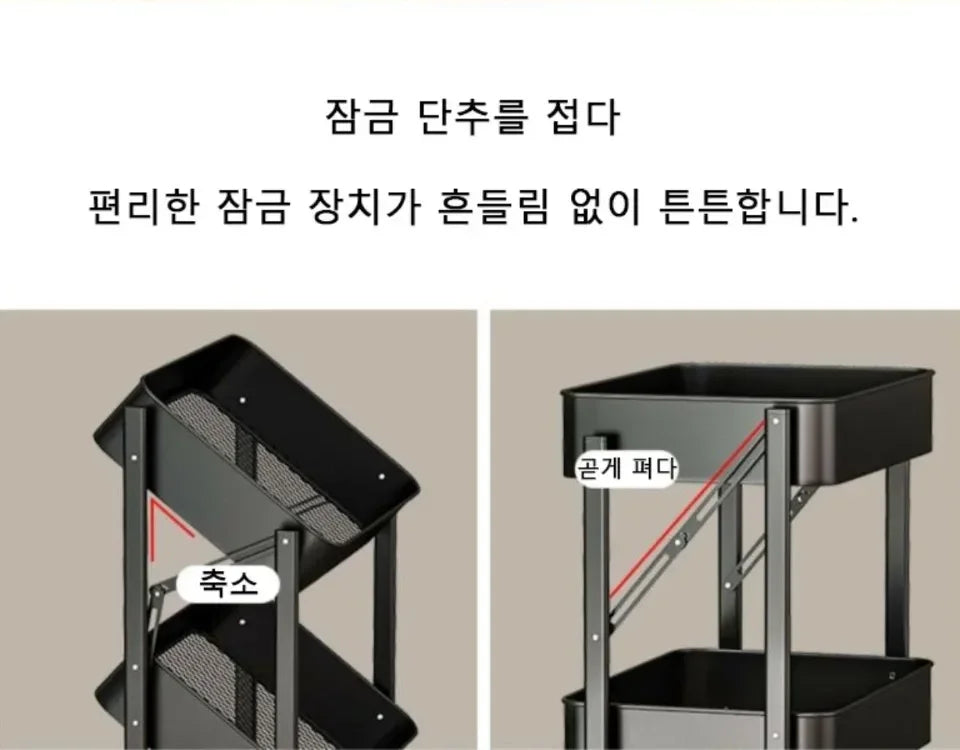 Folding Storage Trolley Rack Kitchen Bathroom Multi Storey Snacks Shelving Bedroom Mobile Trolley Storage Rack Organizer Carts - Ceenaz Store