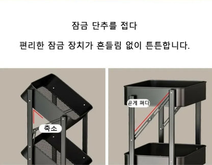 Folding Storage Trolley Rack Kitchen Bathroom Multi Storey Snacks Shelving Bedroom Mobile Trolley Storage Rack Organizer Carts - Ceenaz Store