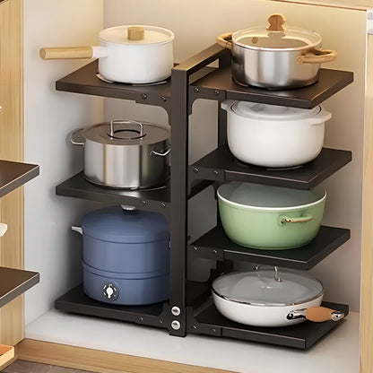 Kitchen Storage Shelves Pot Holder Multilayer Frying Pan Rice Cooker Seasoning Storage Rack Adjustable Organizer Rack - Ceenaz Store