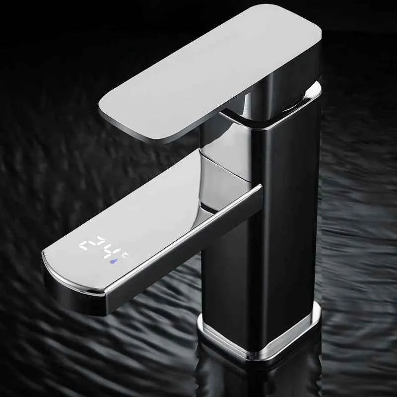 KKTNSG LED Digital Temperature Mixer Tap Smart Deck Mounted Bathroom Faucet Sink Basin Hot Cold Water Tap