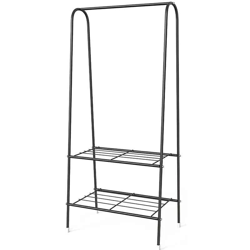 Double Rail Standing Clothes Rack Clothes Rail Shoes Rack Storage Shelf Wall Clothes Rack for Wardrobe Room Bedroom Living Room