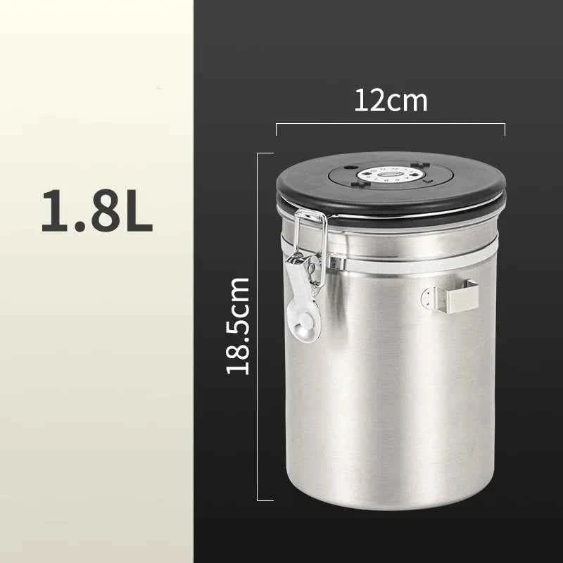 304 Stainless Steel Coffee Canister Coffee Bean Storage Airtight Containers with Date with Spoon Vent Valve Kitchen Food Storage Jar