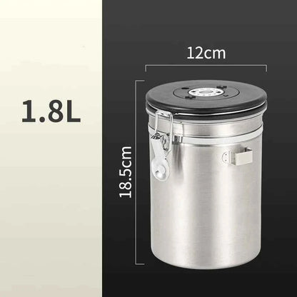 304 Stainless Steel Coffee Canister Coffee Bean Storage Airtight Containers with Date with Spoon Vent Valve Kitchen Food Storage Jar