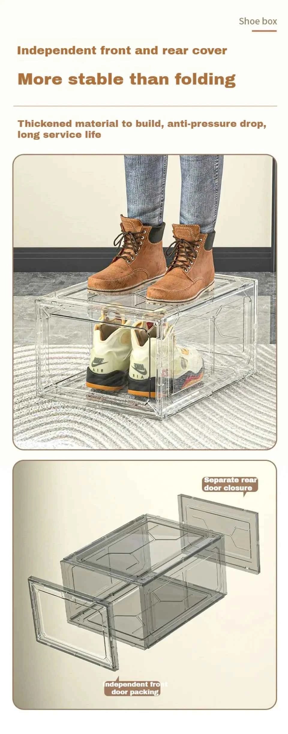Transparent Shoe Box Magnetic Suction Door Thickened Plastic Storage Holder Detachable Dustproof Shoe Storage Boxes Wholesale