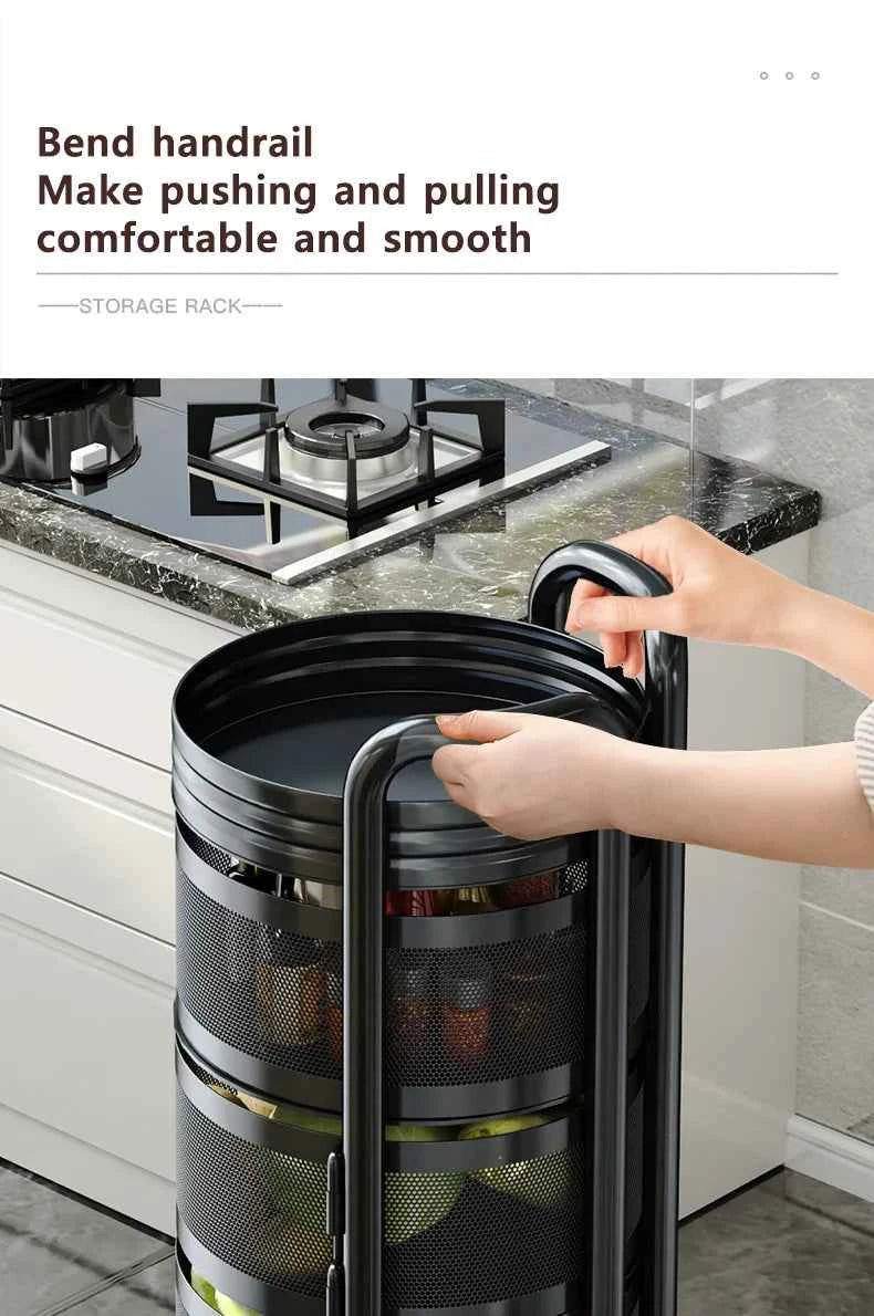 Detachable Rotating Storage Rack Kitchen Floor Multi-layer Shelf Multi-functional Living Room Snack Storage Rack Trolley Rack