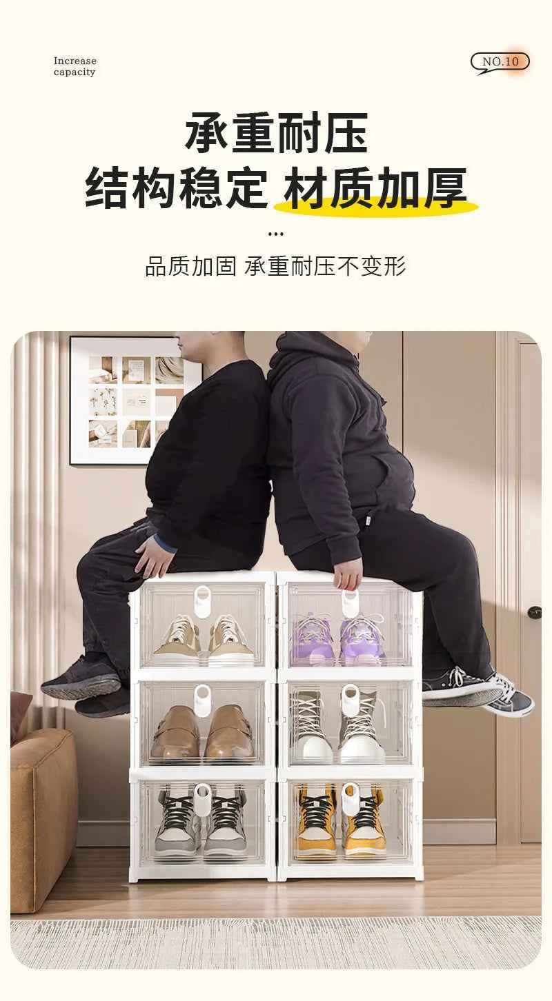 Free Installation Folding Shoe Box Storage Rack, Transparent Shoe Rack Storage Box, Multi-layer Integrated Shoe Cabinet
