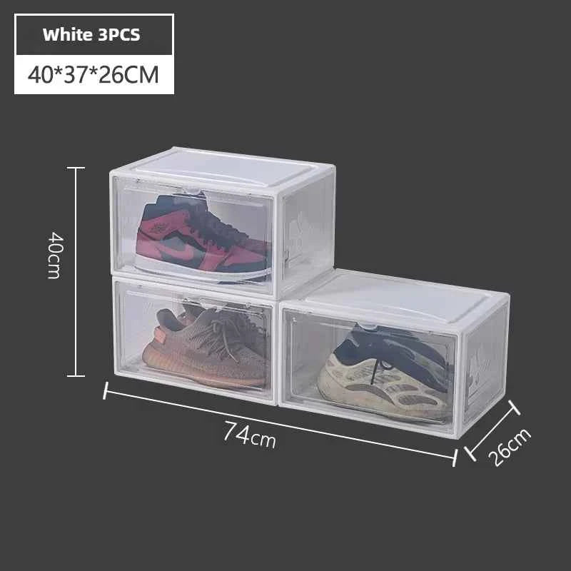 AJ Sneaker Box Shoes Organizer Transparent Shoe Boxes Stackable Cabinet Storage Box High-top Dustproof Shoes Organizers Shoerack