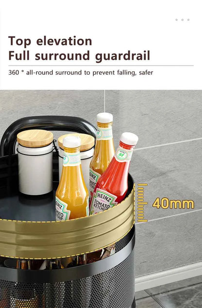 Detachable Rotating Storage Rack Kitchen Floor Multi-layer Shelf Multi-functional Living Room Snack Storage Rack Trolley Rack
