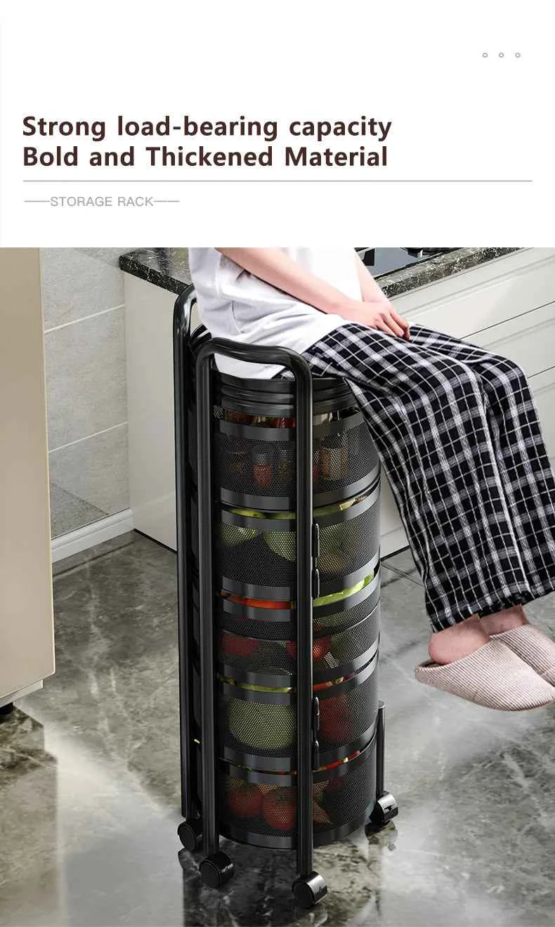 Detachable Rotating Storage Rack Kitchen Floor Multi-layer Shelf Multi-functional Living Room Snack Storage Rack Trolley Rack