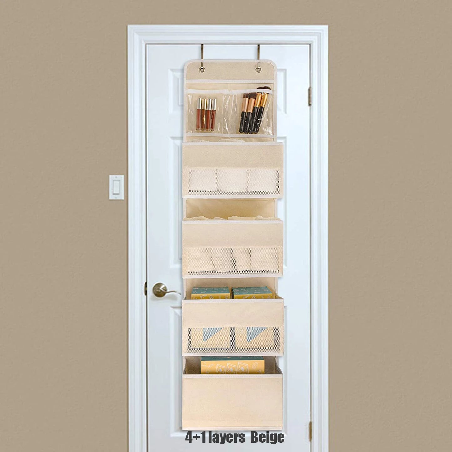 Over the Door Hanging Organizer 1/3/4/5 Large Pockets Over The Door Wall Mount Wall Mount Storage Hooks Bathroom Dorm Clothes - Ceenaz Store