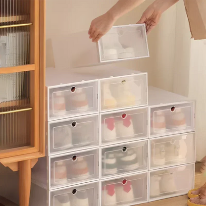 Folder Plastic Antioxidant Shoe Cabinet High Transparent Slippers Sneakers Storage Shoes Box Dustproof Shoe Organizer Box - Ceenaz Store