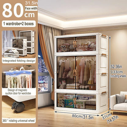 Multifunction Folding Storage Cabinet Dustproof Wardrobe Sundries Cabinet Closet Organizer Locker Storage Box - Ceenaz Store