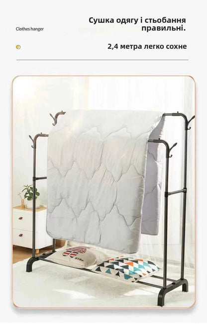 Thiened Sturdy Floor-Mounted Clothes Drng Ra Bedroom Balcony Iron Clothes Hanger Holder Portable Dormi Storage Orga...