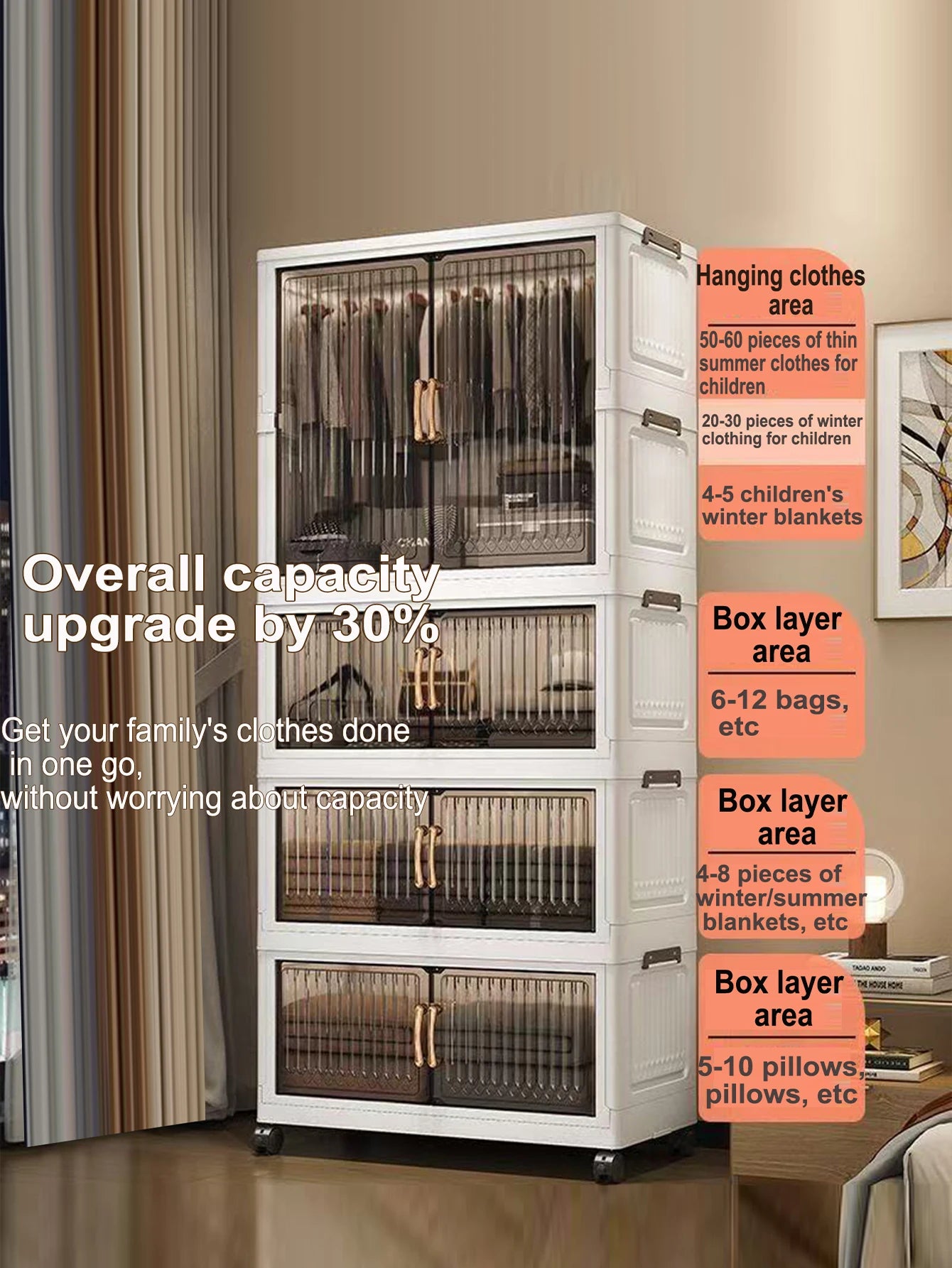 Multifunction Folding Storage Cabinet Dustproof Wardrobe Sundries Cabinet Closet Organizer Locker Storage Box - Ceenaz Store