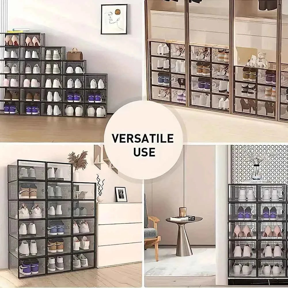 12x stackable transparent shoe box storage box multi-layer assembly storage rack shoe cabinet