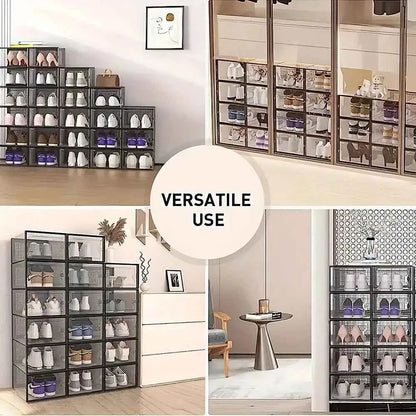12x stackable transparent shoe box storage box multi-layer assembly storage rack shoe cabinet