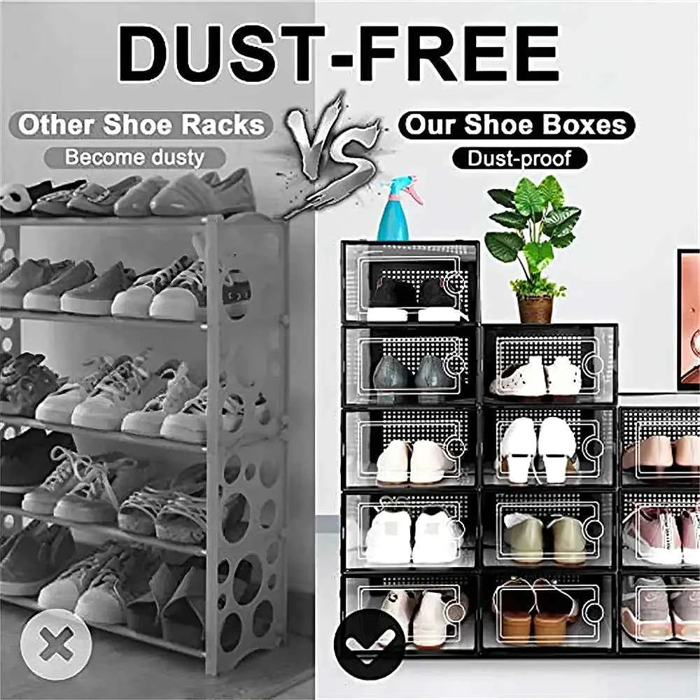 12x stackable transparent shoe box storage box multi-layer assembly storage rack shoe cabinet