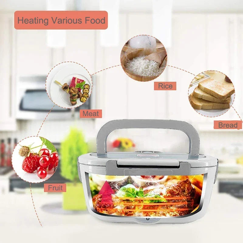 1.5L Electric Lunch Box Stainless Steel School Student Picnic 220V 110V 24V 12V Heating Food Warmer Heated Container Car EU  Plu - Ceenaz Store