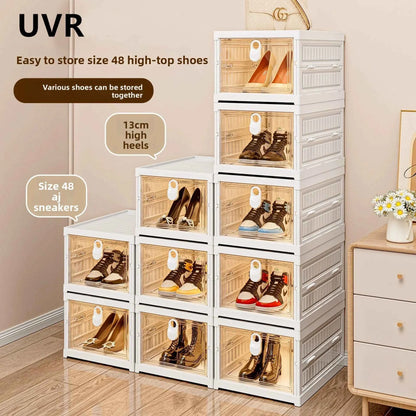 UVR Folding Shoe Cabinet Multi-folding Shoe Organizer Dustproof Shelf Household Multifunctional Storage Box Cabinet Furniture
