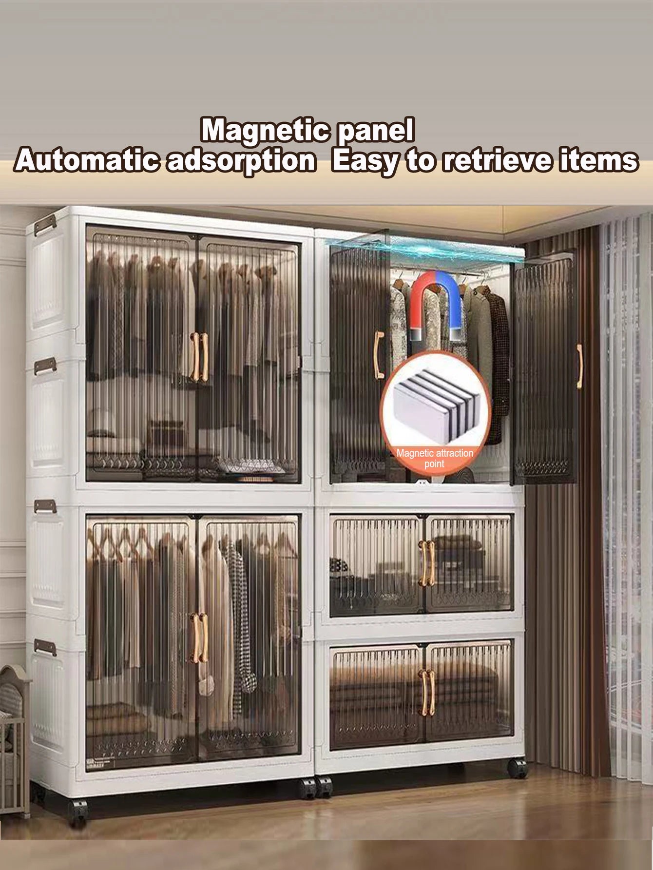 Multifunction Folding Storage Cabinet Dustproof Wardrobe Sundries Cabinet Closet Organizer Locker Storage Box - Ceenaz Store