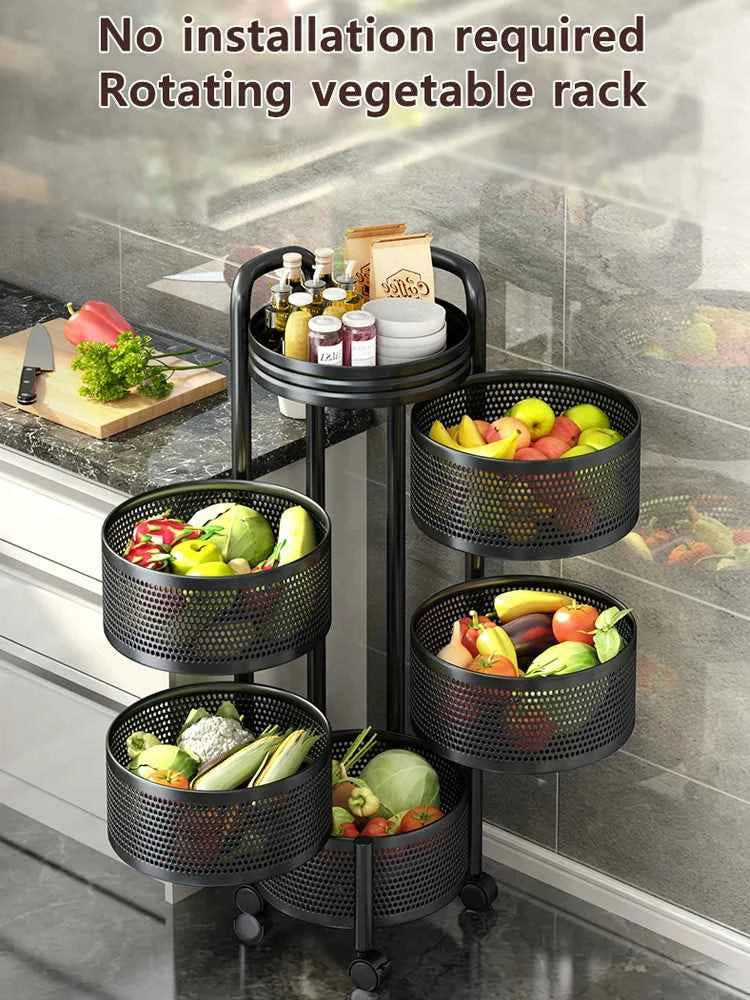 Detachable Rotating Storage Rack Kitchen Floor Multi-layer Shelf Multi-functional Living Room Snack Storage Rack Trolley Rack