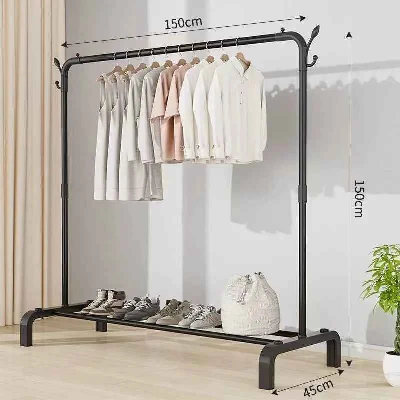 Thiened Sturdy Floor-Mounted Clothes Drng Ra Bedroom Balcony Iron Clothes Hanger Holder Portable Dormi Storage Orga...