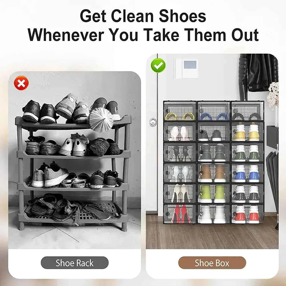 12x stackable transparent shoe box storage box multi-layer assembly storage rack shoe cabinet