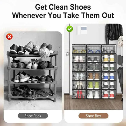 12x stackable transparent shoe box storage box multi-layer assembly storage rack shoe cabinet