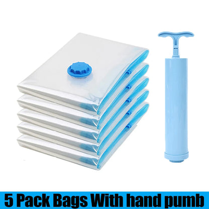 1/3/5Pcs Vacuum Storage Bags with Hand Pump for Comforters Clothes Pillow Bedding Blanket Storage Saver 80% More Compression - Ceenaz Store