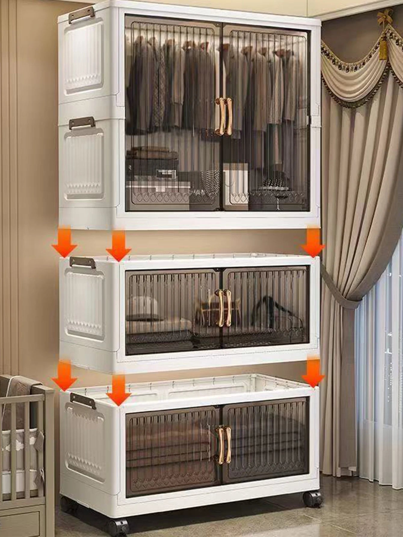 Multifunction Folding Storage Cabinet Dustproof Wardrobe Sundries Cabinet Closet Organizer Locker Storage Box - Ceenaz Store
