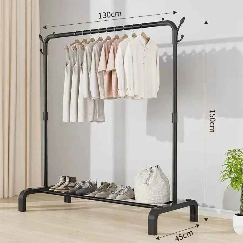 Thiened Sturdy Floor-Mounted Clothes Drng Ra Bedroom Balcony Iron Clothes Hanger Holder Portable Dormi Storage Orga...