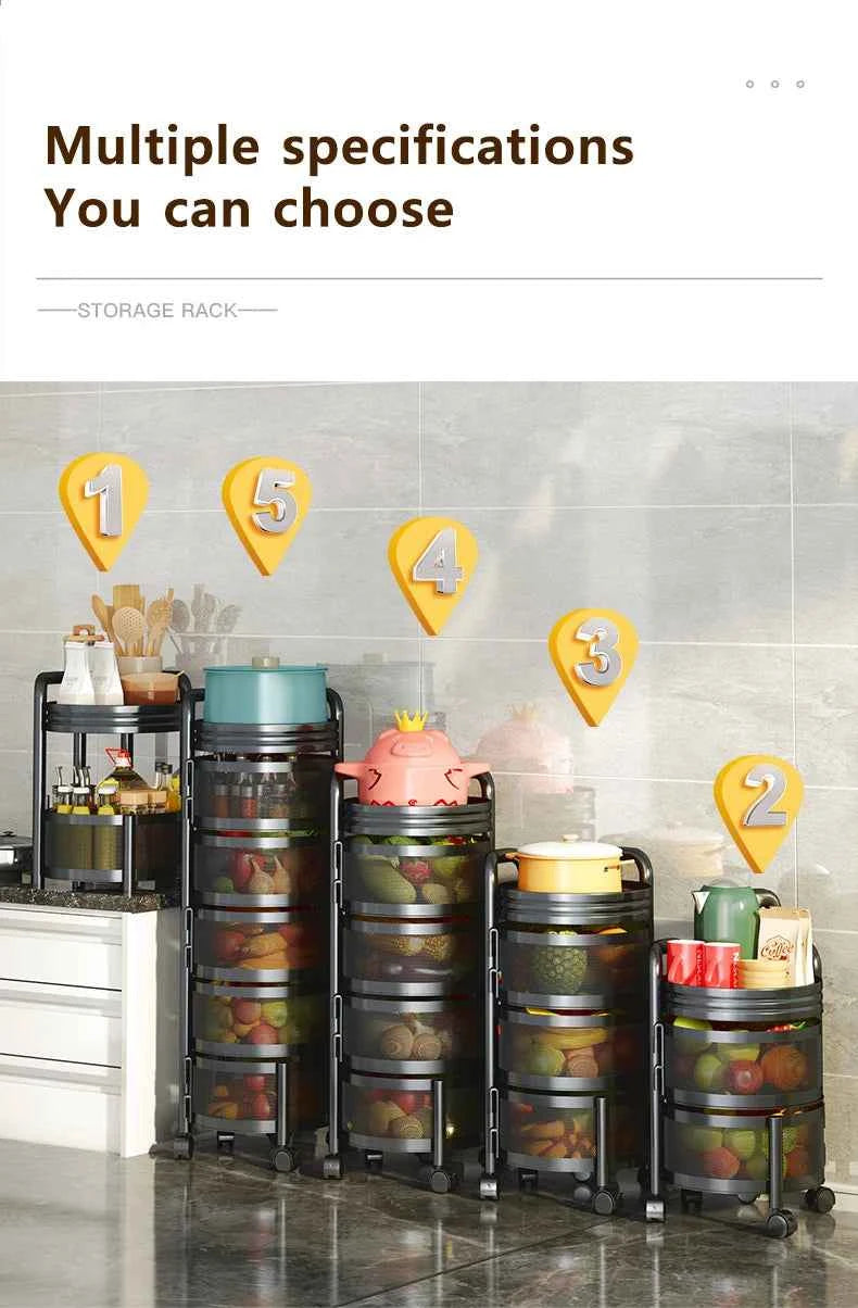 Detachable Rotating Storage Rack Kitchen Floor Multi-layer Shelf Multi-functional Living Room Snack Storage Rack Trolley Rack