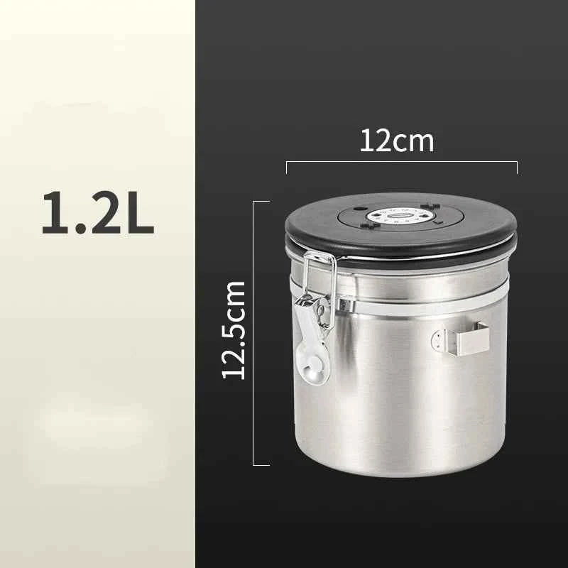 304 Stainless Steel Coffee Canister Coffee Bean Storage Airtight Containers with Date with Spoon Vent Valve Kitchen Food Storage Jar