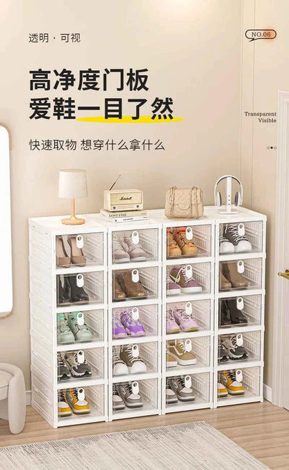 Free Installation Folding Shoe Box Storage Rack, Transparent Shoe Rack Storage Box, Multi-layer Integrated Shoe Cabinet