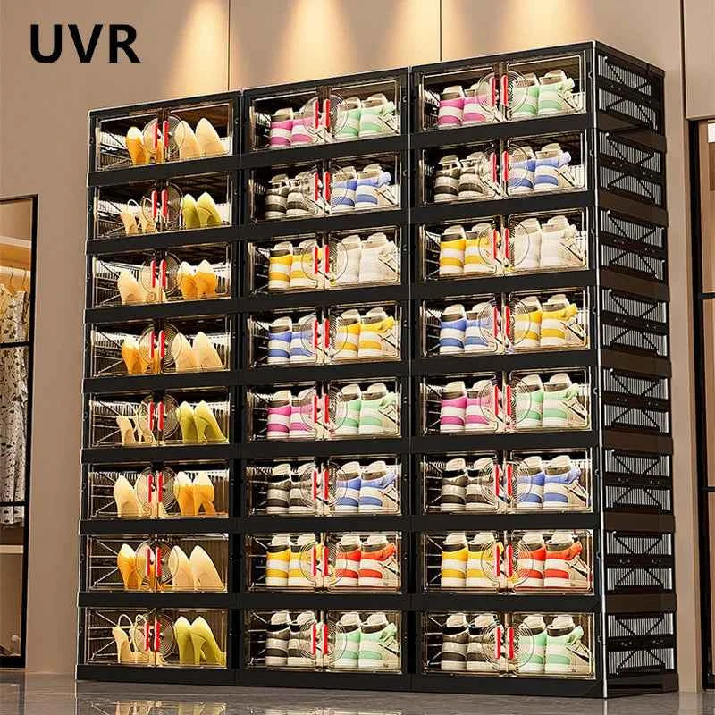 Folding Shoe Rack Organizer Living Room Shoe Storage Box Transparent Multi-Layer Large Capacity Multifunctional Shoe Cabinet