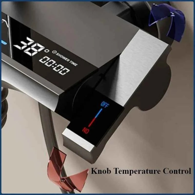 Smart Temperature Digital Display Shower Set Bathroom Wall Mounted Piano Key 4 Ways Water Outlet Rainlfall Shower Faucet System