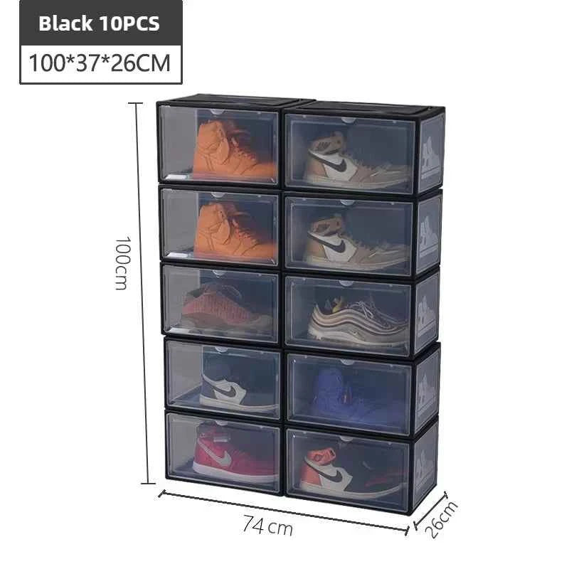AJ Sneaker Box Shoes Organizer Transparent Shoe Boxes Stackable Cabinet Storage Box High-top Dustproof Shoes Organizers Shoerack