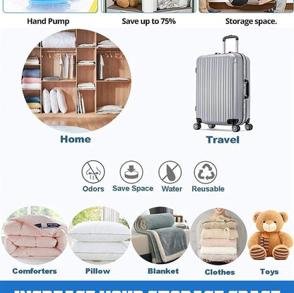 1/3/5Pcs Vacuum Storage Bags with Hand Pump for Comforters Clothes Pillow Bedding Blanket Storage Saver 80% More Compression - Ceenaz Store