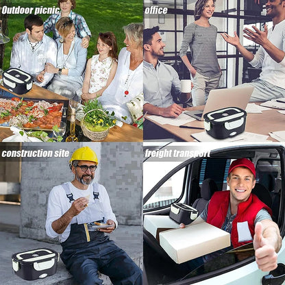220V 110V 24V 12V 2 in 1 Electric Heating Lunch Box Car Truck Office Food Heater Stainless Steel Food Warmer Container Black Set - Ceenaz Store