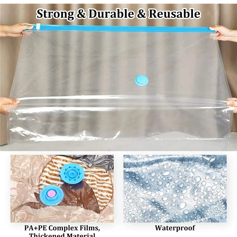 1/3/5Pcs Vacuum Storage Bags with Hand Pump for Comforters Clothes Pillow Bedding Blanket Storage Saver 80% More Compression - Ceenaz Store