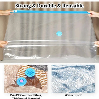 1/3/5Pcs Vacuum Storage Bags with Hand Pump for Comforters Clothes Pillow Bedding Blanket Storage Saver 80% More Compression - Ceenaz Store