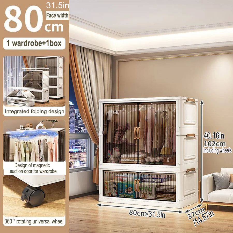 Multifunction Folding Storage Cabinet Dustproof Wardrobe Sundries Cabinet Closet Organizer Locker Storage Box - Ceenaz Store