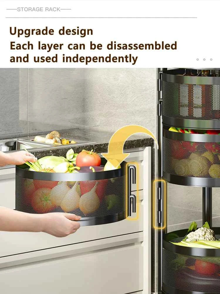 Detachable Rotating Storage Rack Kitchen Floor Multi-layer Shelf Multi-functional Living Room Snack Storage Rack Trolley Rack