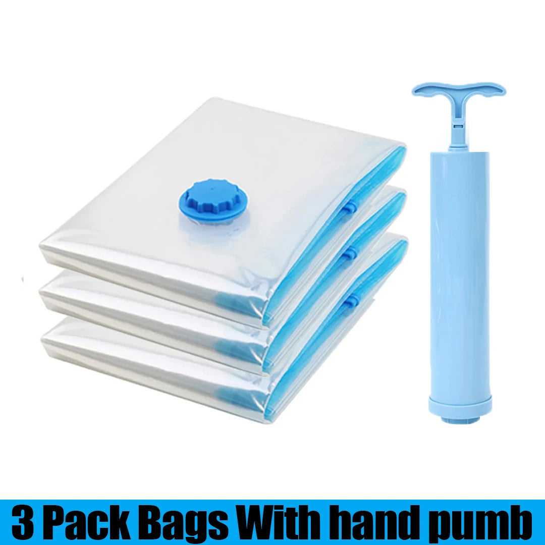 1/3/5Pcs Vacuum Storage Bags with Hand Pump for Comforters Clothes Pillow Bedding Blanket Storage Saver 80% More Compression - Ceenaz Store
