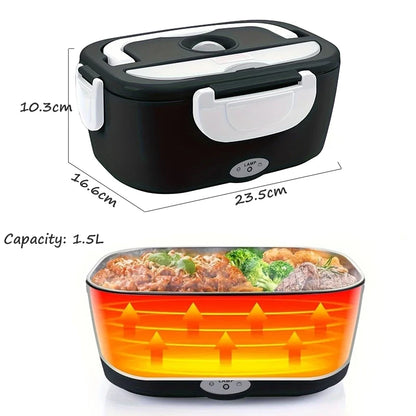 220V 110V 24V 12V 2 in 1 Electric Heating Lunch Box Car Truck Office Food Heater Stainless Steel Food Warmer Container Black Set - Ceenaz Store